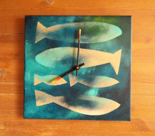 Keramické hodiny - Rybky Barevná varianta: modrá
