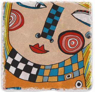Mramorový tácek - Dívka ala Hundertwasser