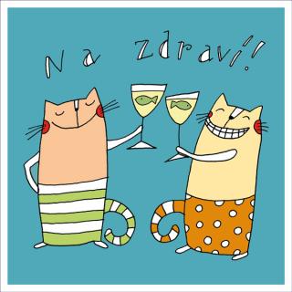 Pohled - Kočky na víně