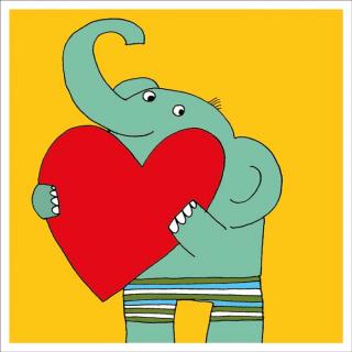Pohled - Slon se srdcem na dlani