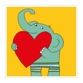 Přání - Slon se srdcem na dlani