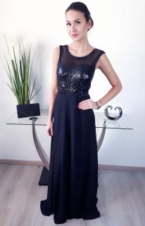 Černé šaty s perličkovým dekoltem MEGAN Velikost: S