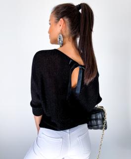 Elegantní svetřík s mašlí černý Velikost: UNI+L