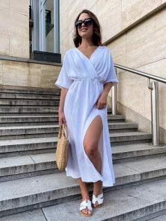 Mušelínové maxi šaty bílé Velikost: UNI+L