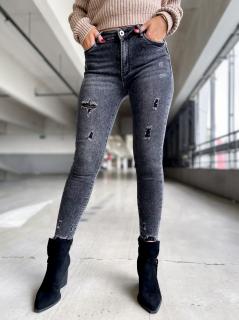 Šedo-černé džíny trhané Timoty Velikost: L