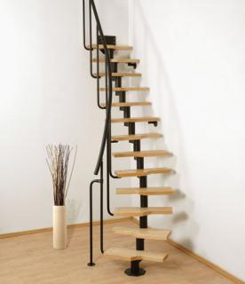 Modulové schody Atrium MINI (buk) Provedení: 12 schodů + zábradlí (pro výšku 240,5-299cm)