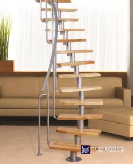 Modulové schody Atrium MINI PLUS (buk) Provedení: 11 schodů + zábradlí (pro výšku 222-276cm)