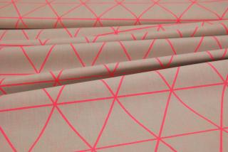 Bavlna geometrie růžové trojúhleníky, šedá