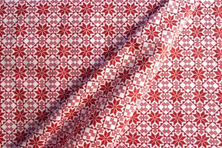 Bavlna skandinávský vzor, červená