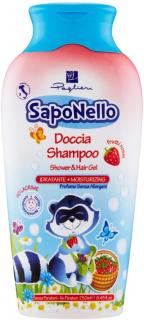 SapoNello dětský sprchový gel a šampon 2v1 s vůní jahod, 250 ml