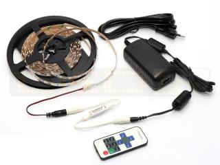 Ledin Set LED pásek 5m 4,8W/m 60SMD/m IP20 studená, zdroj, dálkové ovládání