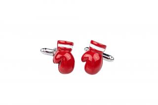Červeno-bílé manžetové knoflíčky ve tvaru boxerské rukavice