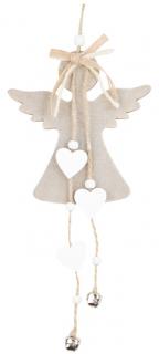 Anděl dřevěný na zavěšení 11 x 25 cm, šedý