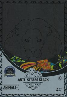 Antistresové omalovánky černé zvířata 21 x 30 cm, 4 ks