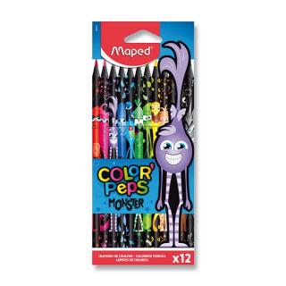 Bezdřevé pastelky MAPED ColorďPeps Monster, 12 ks