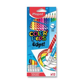 Bezdřevé pastelky MAPED ColorďPeps Oops s pryží 12ks