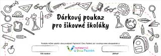 Dárkový poukaz - Pro šikovné školáky Forma poukazu: emailem, Hodnota dárkového poukazu: 1000