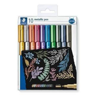 Dekorační popisovače  Design Journey Metallic Pen , 10 barev, 1-2 mm,kuželový hrot, STAEDT
