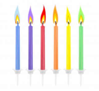 Dortové svíčky s barevným plamenem 6 ks