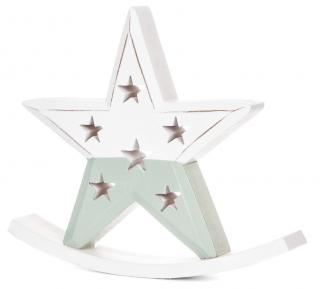 Dřevěná dekorace hvězda- ROCKING STAR, 19X16 CM