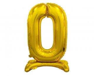 Fóliový balónek B&C na postavení číslice 0, zlatý, 74 cm