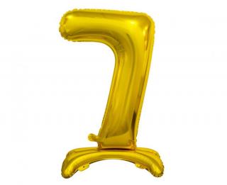 Fóliový balónek B&C na postavení číslice 7, zlatý, 74 cm