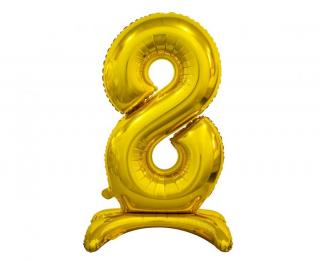 Fóliový balónek B&C na postavení číslice 8, zlatý, 74 cm