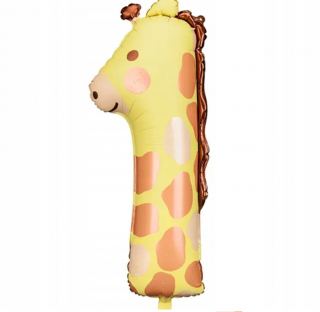 Fóliový balónek Číslo 1 žirafa, 42x90 cm