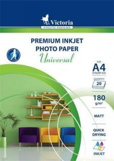Fotografický papír  Universal , do inkoustové tiskárny, matný, A4, 180g, VICTORIA