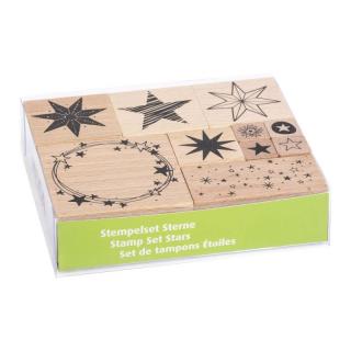 Hvězdy - gumová razítka na dřevě sada (10ks)