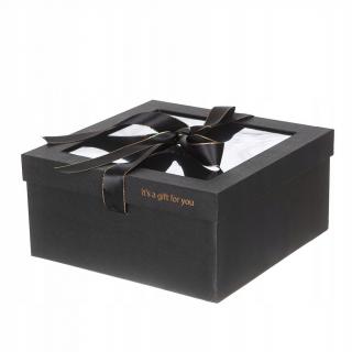 Krabička dárková s průhledným víčkem  černá, 24,5 X 24,5 cm