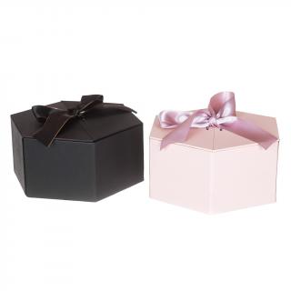 Krabička dárková šestihranná růžová 24 X 21 cm