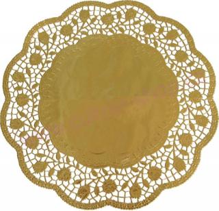 Krajka dortová kulatá zlatá 30 cm, 4 ks