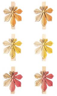Listy dřevěné na kolíčku 4 cm, 6 ks