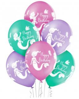 Nafukovací balónky 6ks Birthday Mermaid