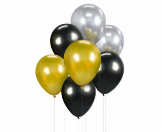 Nafukovací balónky 7ks zlato-stříbrno-černé