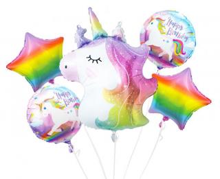 Nafukovací balónky sada 5ks Unicorn, fólie