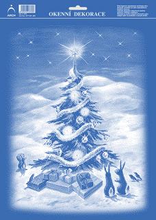 Okenní folie vánoční 50x35 - Velký vánoční strom