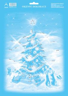 Okenní folie vánoční s glitry 25x35 - Vánoční strom