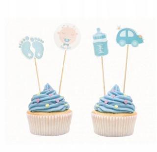 Ozdoby na muffiny a cupcake pro miminko chlapečka 10 cm, 12 ks