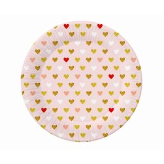 Papírové talíře XOXO collection (pink), 18 cm/ 6 pcs.