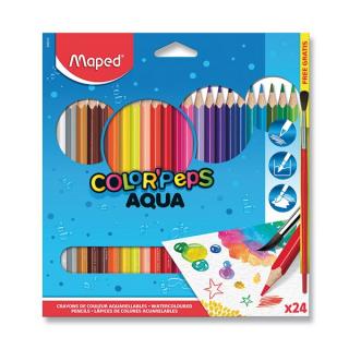 Pastelky MAPED ColorďPeps AQUA 24ks + štětec