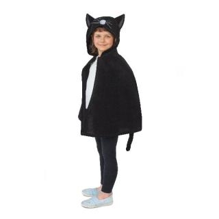 Pelerína Kočka černá s kapucí délka 60cm