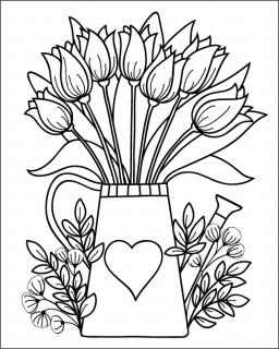 Předlohy k pískování 25x20cm konev s tulipány