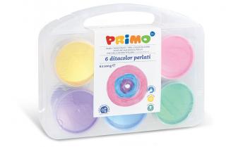Prstové barvy PRIMO, perleťové, sada 6 x 100g, PP box
