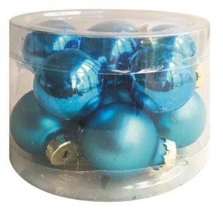 Sada skleněných baněk modrých 2,5 cm, 12ks