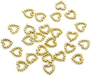 Srdíčka plastová z perliček- zlatá 25ks