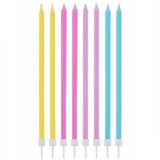 Svíčka dortová - tenké v pastelových barvách 16ks