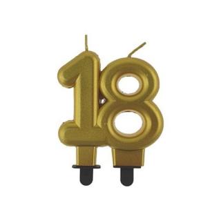 Svíčka narozeninová - číslice 18 - zlacená 8cm