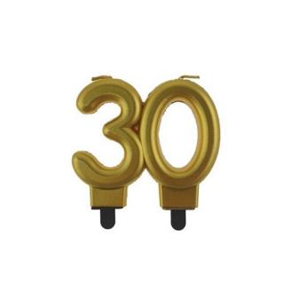 Svíčka narozeninová - číslice 30 - zlacená 8cm
